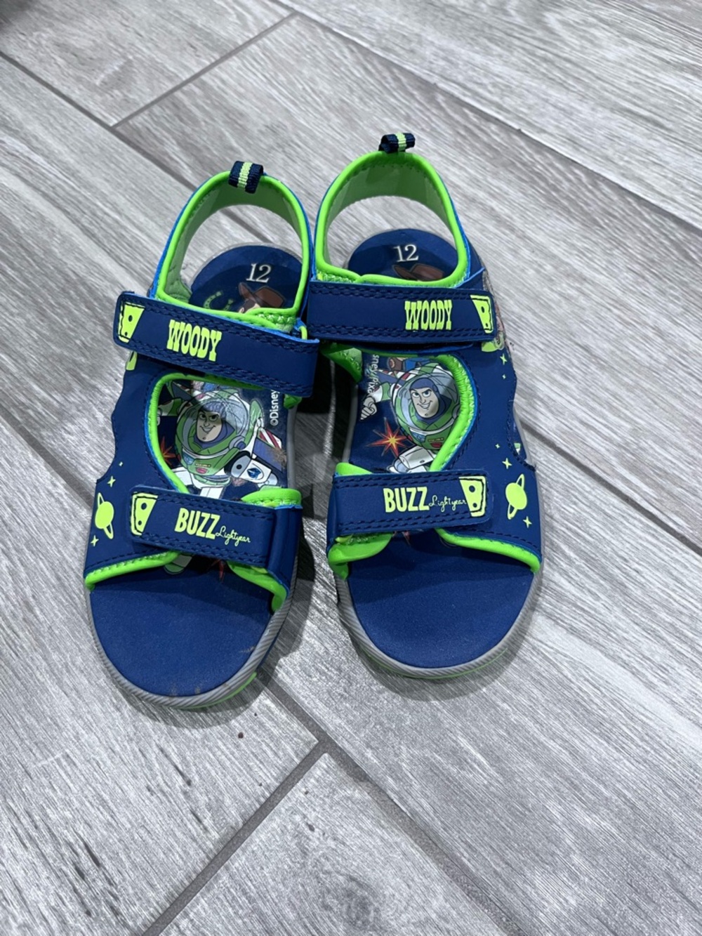 Disney Buzz Lightyear Navy & Neon Green Kids Sandals